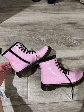 Kids Pink Patented Doc Martens